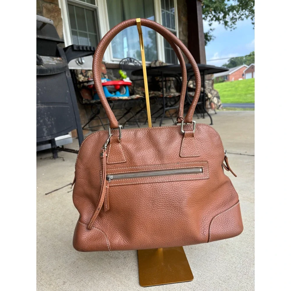 Dooney & Bourke Pebbled Leather Satchel Brown Ginger Handbag